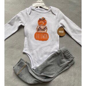 Mud Pie My first Halloween two piece set pumpkins 3-6m NWT 1st holiday onesie pa
